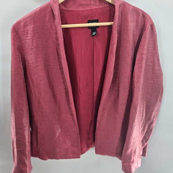 Eileen Fisher Pink Iridescent Shimmery Linen/Nylon/Silk Blazer Size Medium - Picture 1 of 12
